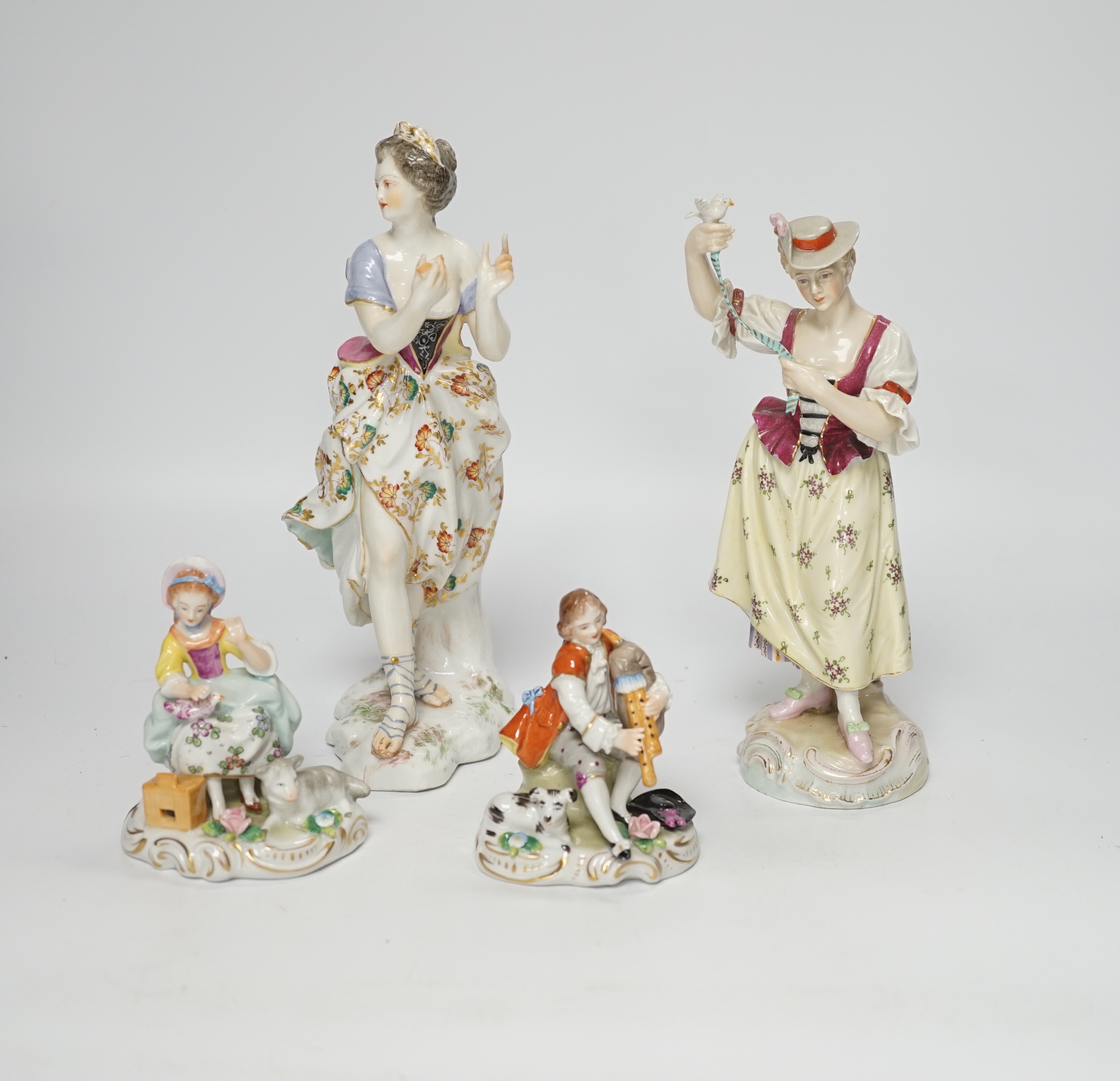 A group of mixed Continental figure groups, by Sitzendorf, etc. tallest 23.5cm (9)